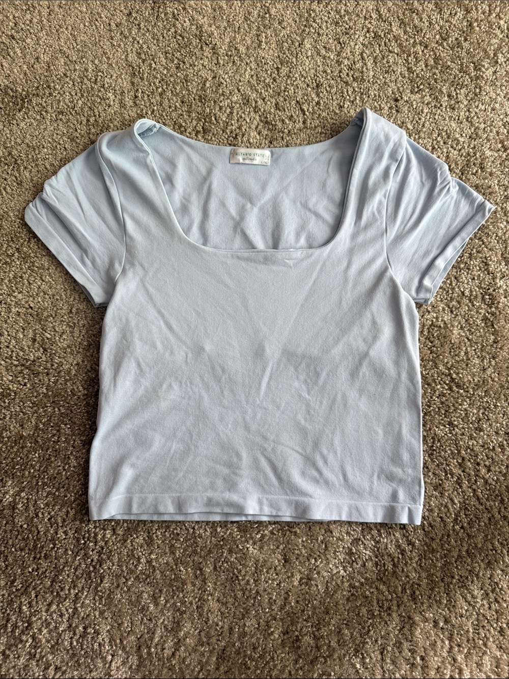 Altar'd State Pastel Blue Square Neck Crop Top